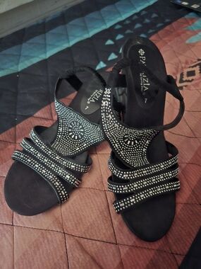 Black Embellished Women's Sandals